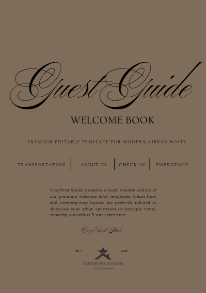 Premium Host Welcome Book Template - Modern Luxury Edition